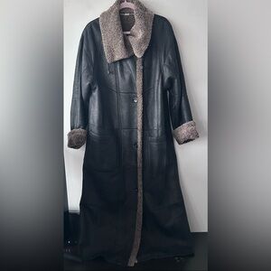 Vintage Christ Shearling Leather Coat maxi length